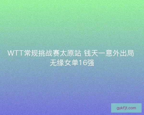 WTT常规挑战赛太原站 钱天一意外出局 无缘女单16强